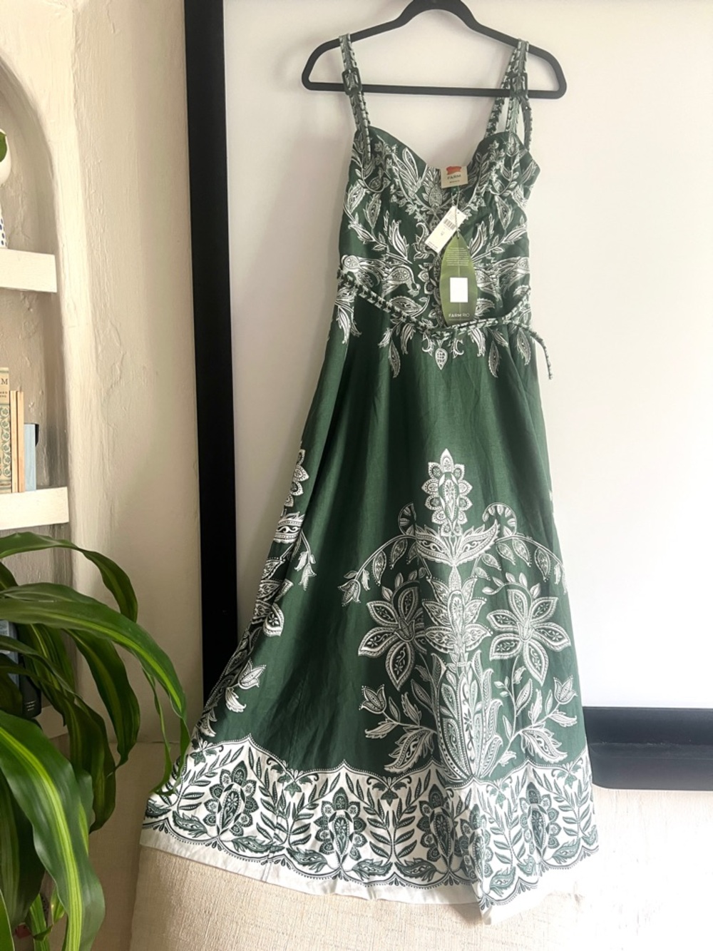 FARM Rio Miranda belted printed linen-blend maxi dress Size Medium NWT - Picture 9 of 16